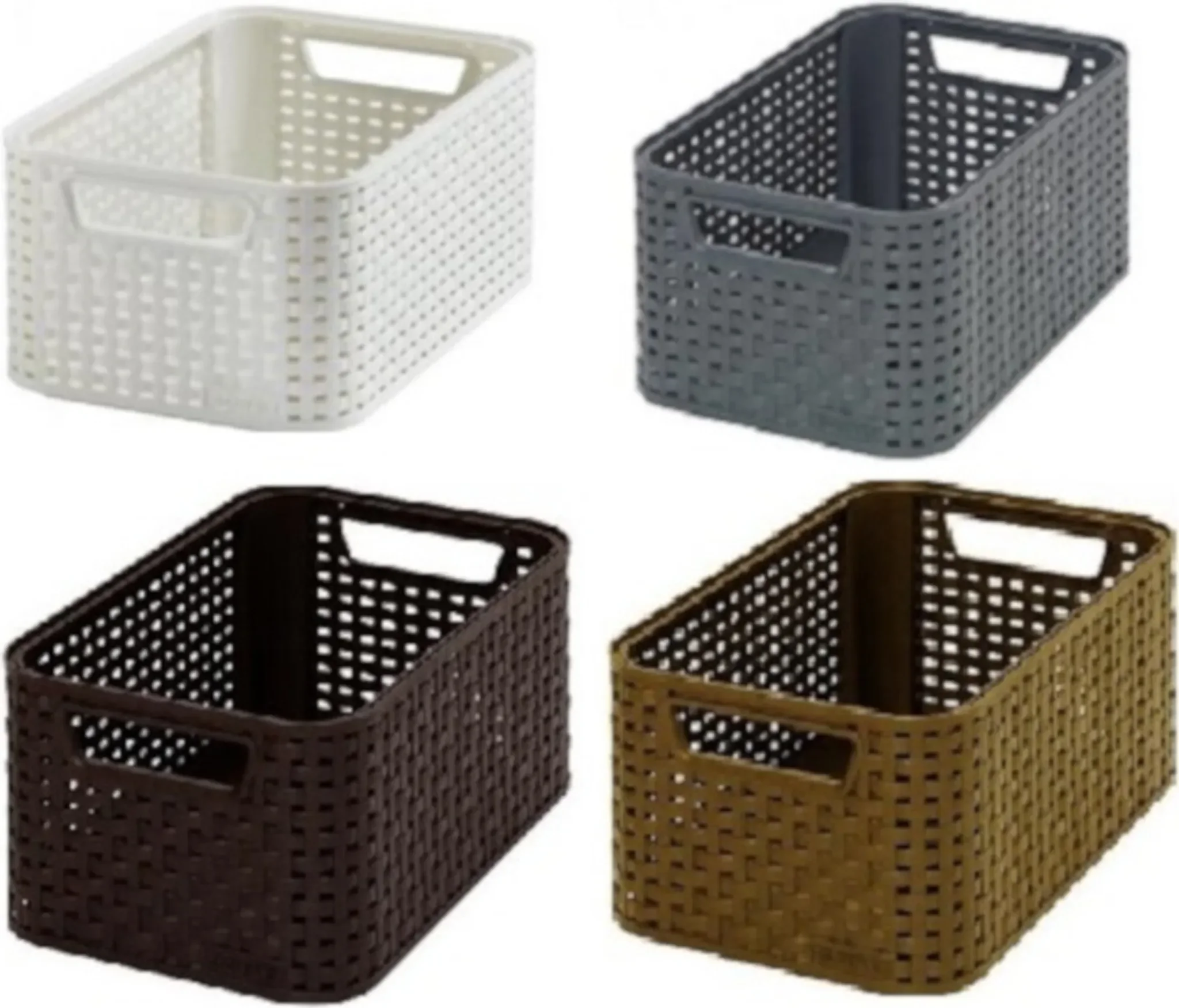Aufbewahrungskorb STYLE2 S – Rattan-Optik, creme, ca. 28 × 19 × 13 cm